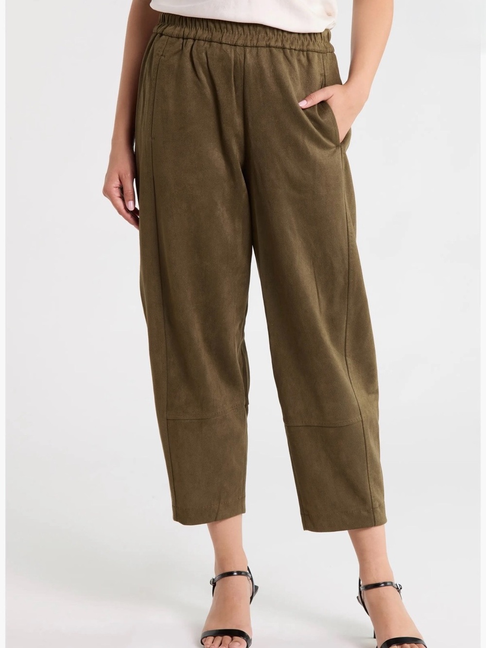 New! Max Studio Cropped Barrel Pants size S